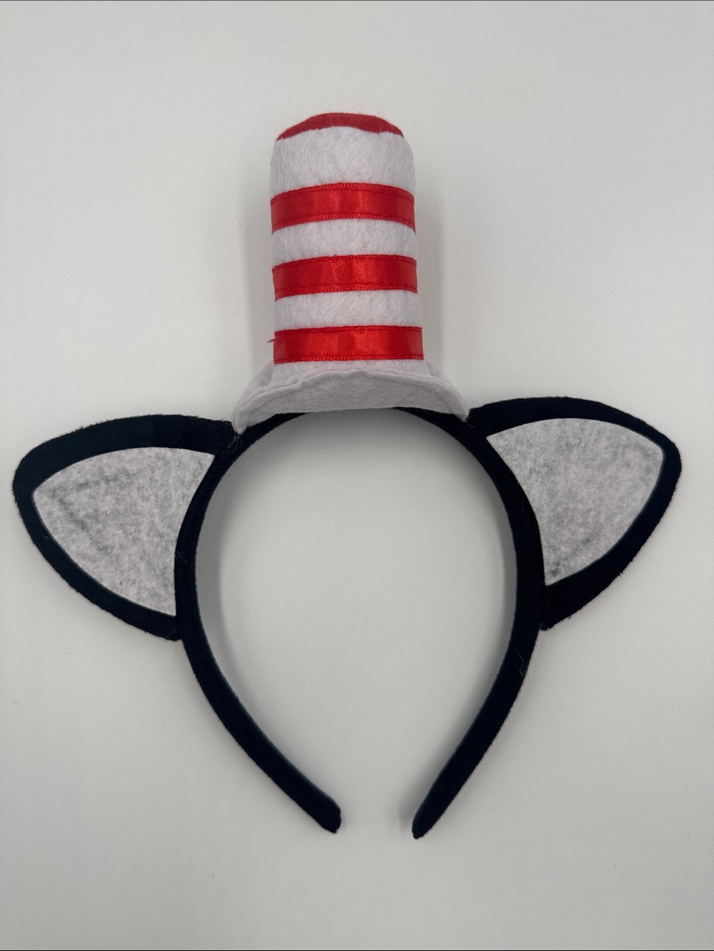 Striped Red & White Cat and the Hat Ear Headband with Hat